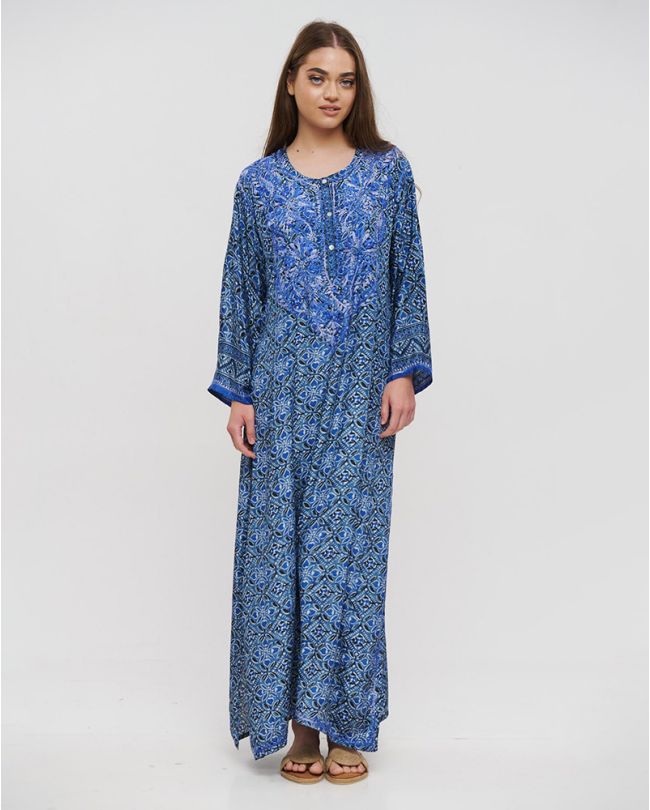 ΦΟΡΕΜΑ ΜΑΚΡΥ ΜΠΛΕ L/XL (28%SILK / 72%CREPE)