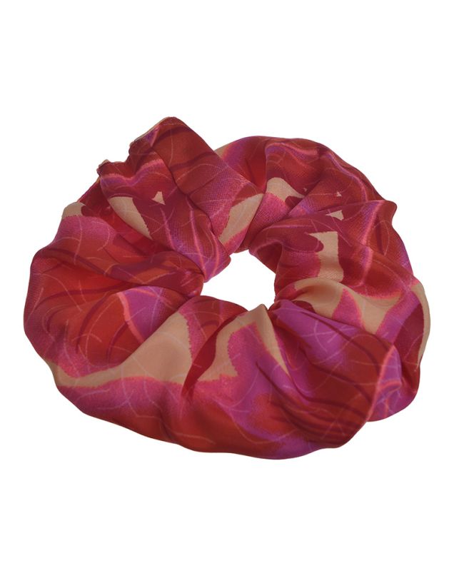 SCRUNCHIE ΦΟΥΞ/ΚΟΚΚΙΝΟ ΜΕ ΦΥΛΛΑ Φ8Χ2